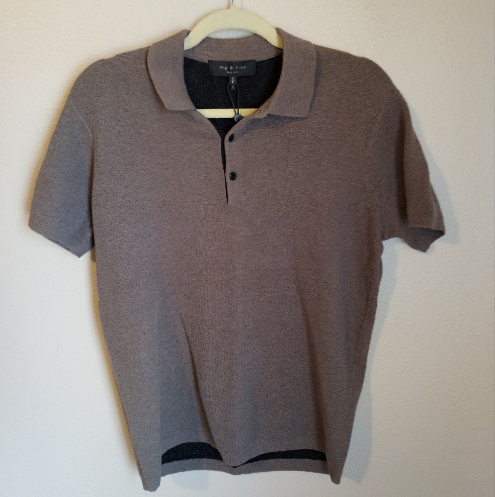 Mens Rag & Bone Short Sleeve Two Button Sweater